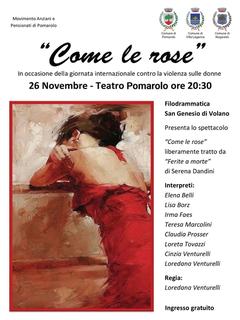 Sabato 26 novembre spettacolo a Pomarolo Sabato 26 novembre spettacolo a Pomarolo
